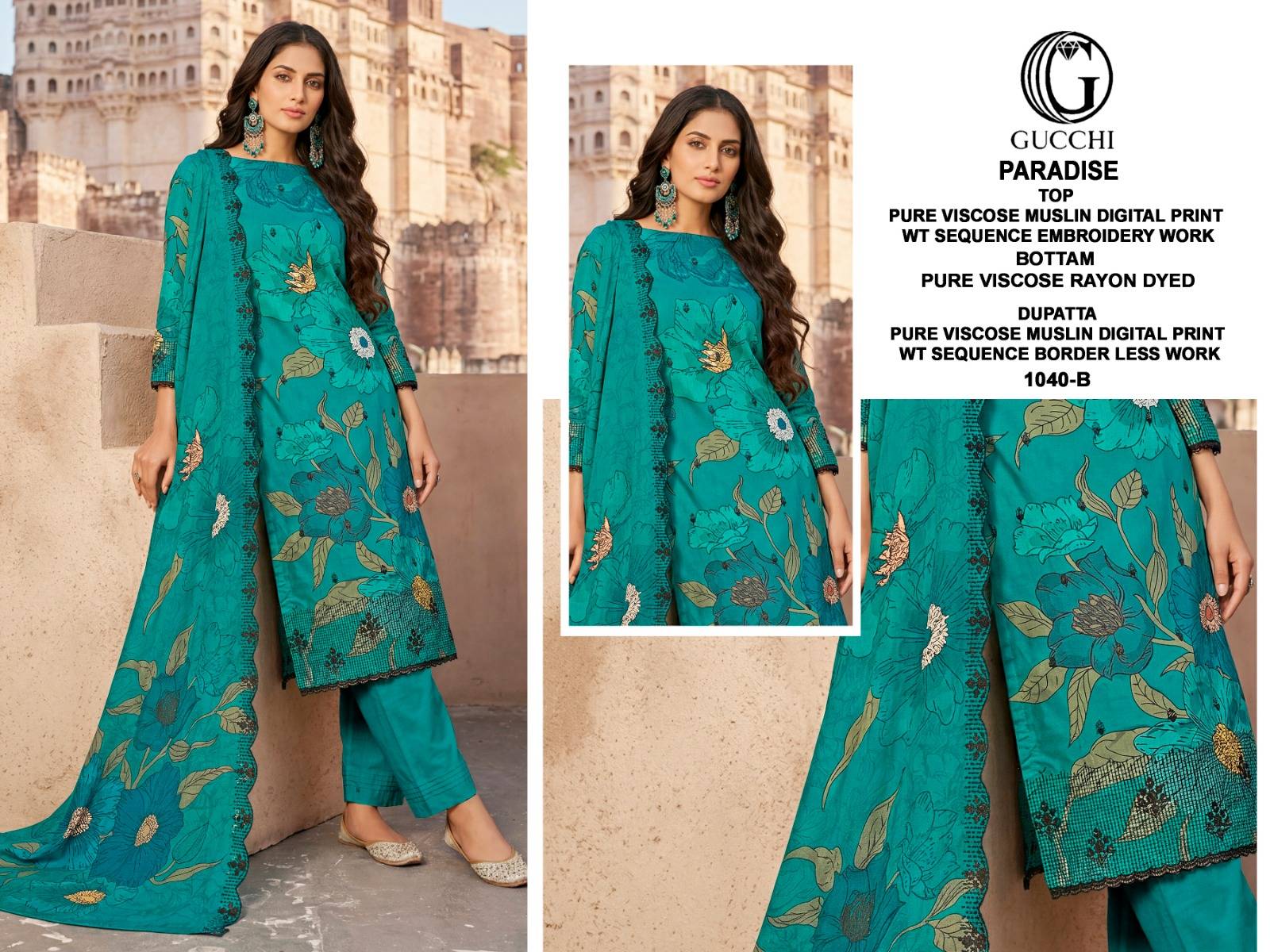 PARADISE VOL 1040 SERIES BY GUCCHI Stylish Beautiful Colourful Pure Viscose Muslin Dresses At Wholesale Price